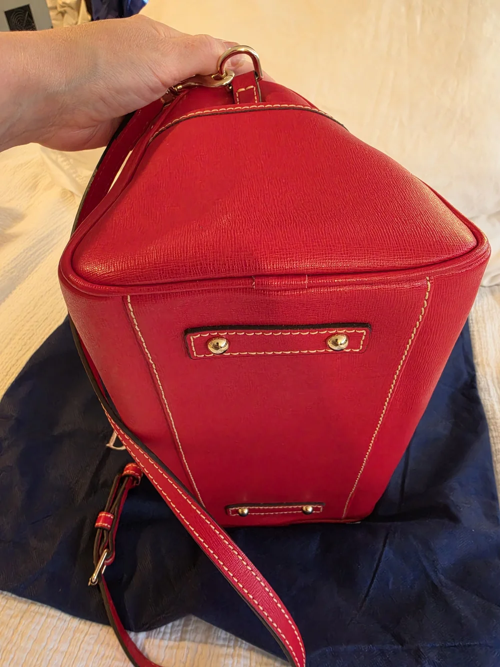 Dooney & Bourke Red Leather Satchel with Shoulder Strap